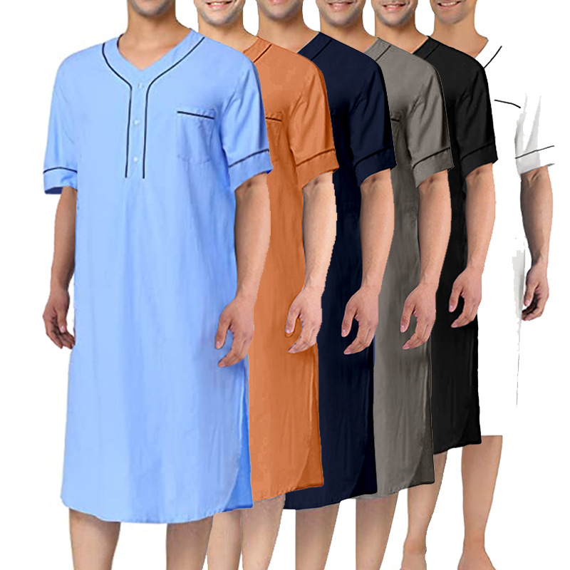 Summer Nights Clothing - Zomer Korte Mouw Mannen Dunne Nachtjapon