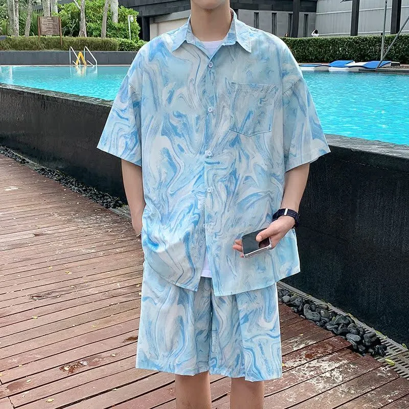 Beach Shirt Hawaiian - Hawaïaans strandhemd met tie-dye print voor