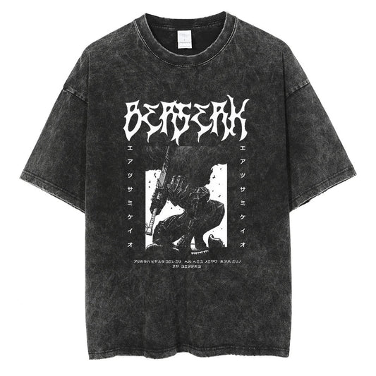Japanese Summer Clothing Men - Japanse Anime Berserk Retro Gewassen T-shirt