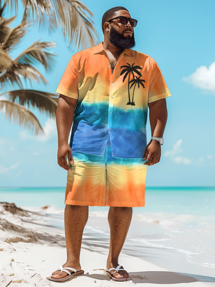 Beach Shirt Hawaiian - Hawaïaans strand kokosnootboom 3D print heren