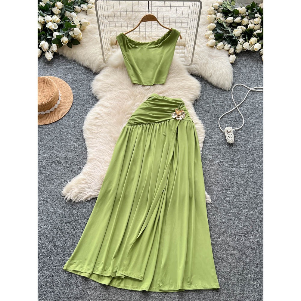 Summer Clothing Vintage - Chique vintage mouwloze split slanke elegante