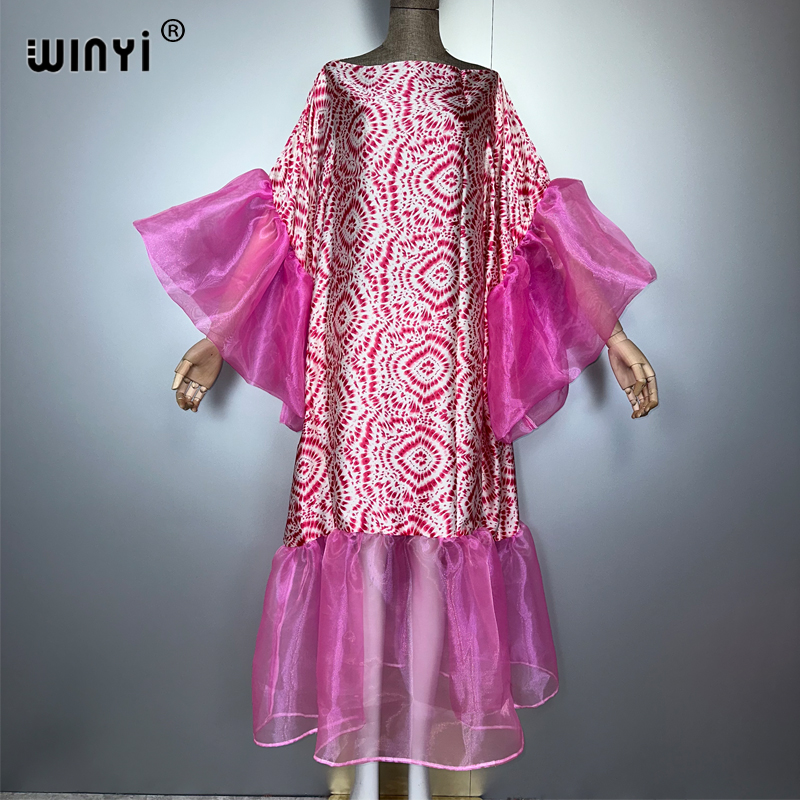 Summer Evenings Clothing - WINYI zomer print bladerdeeg (ed) mouw