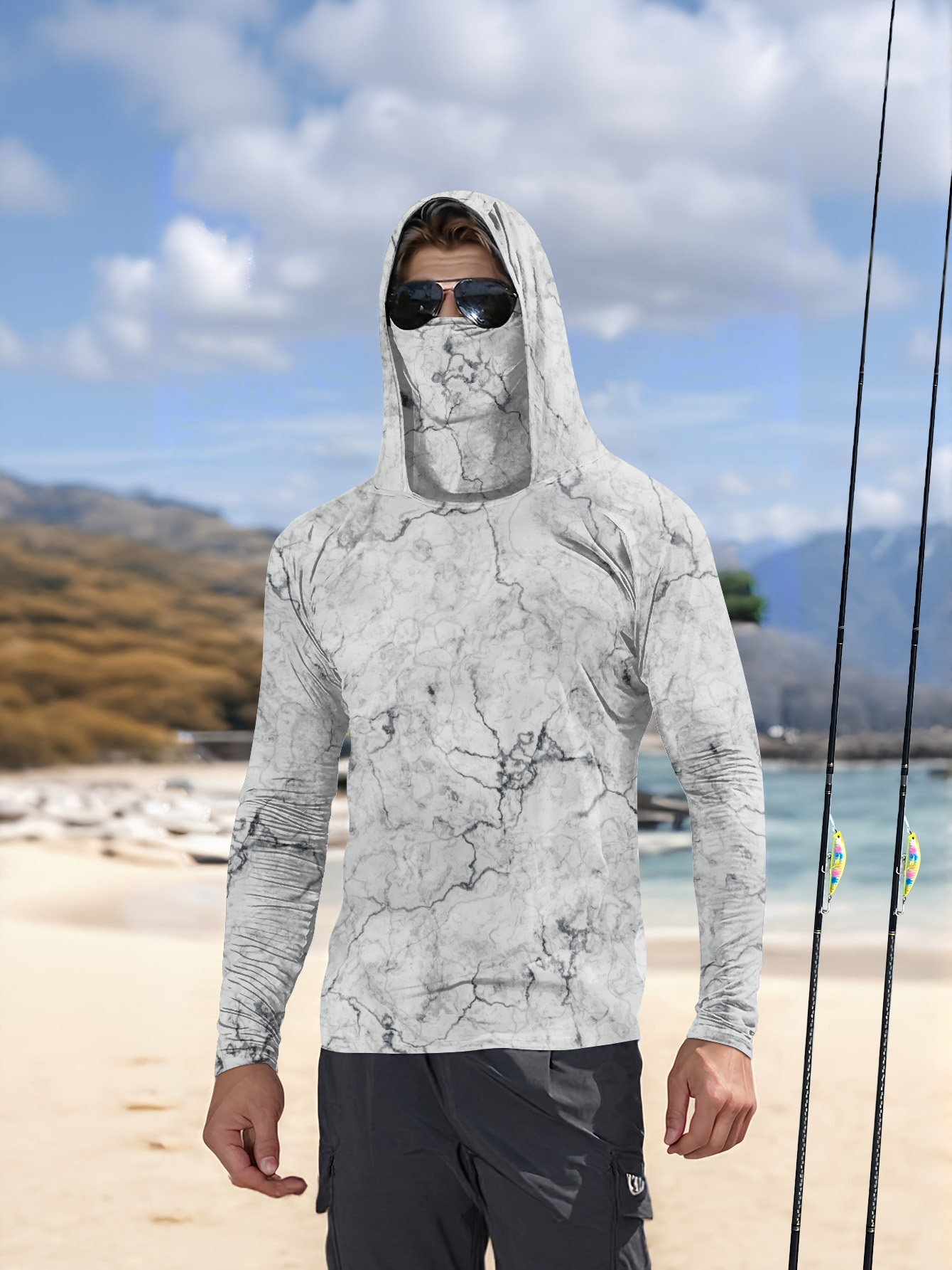 Summer Uv Clothing - Heren Hood Fishing Shirt lange mouw