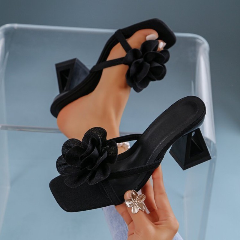 Summer Clothing Offers - Womens 3D Bloem Decor Sandalen Driehoekige