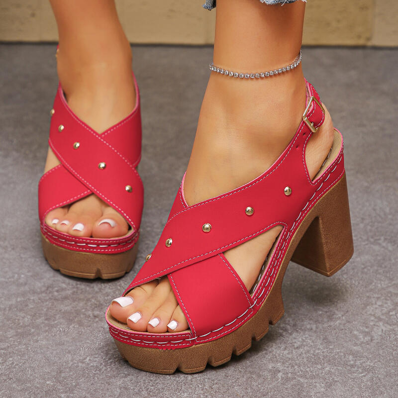 Summer Clothing Offers - Vintage Super Hoge Hak Cross Strap