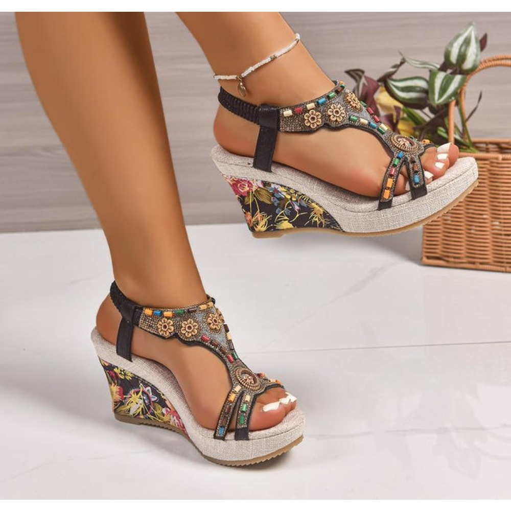Dames lederen zomermode wedge  - Summer Clothing Offers recensie en prijs