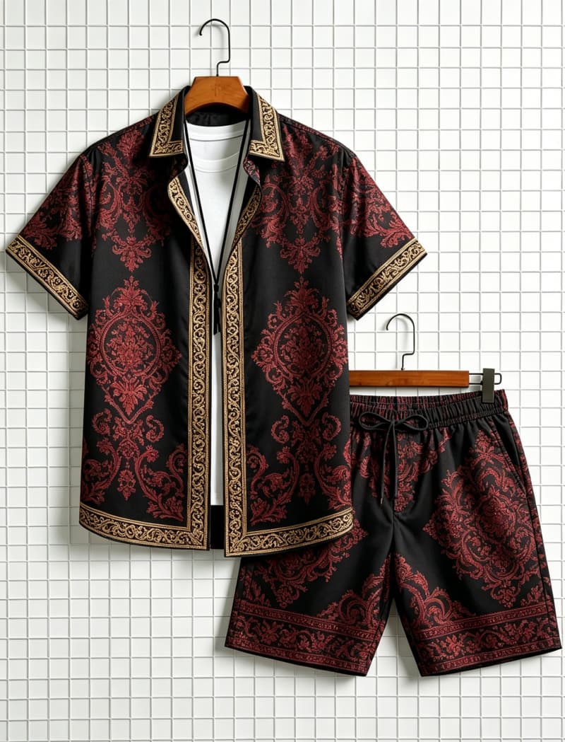 Herenset met etnische print, k - Summer Clothing Trends recensie en prijs