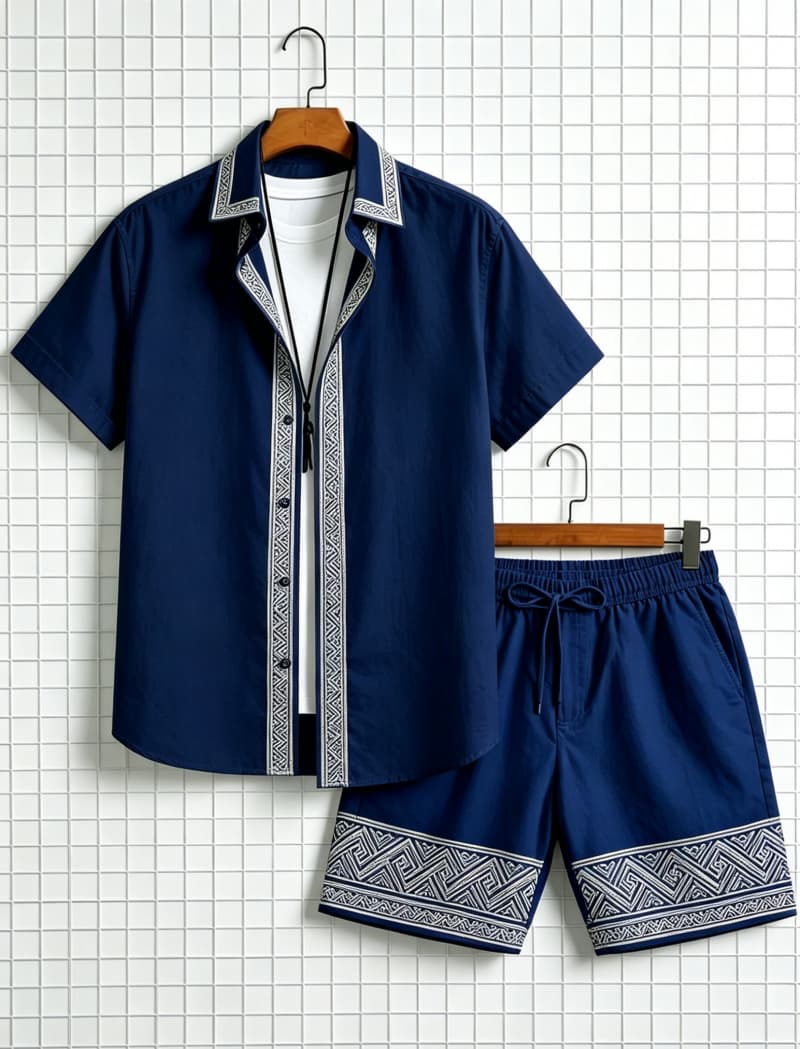 Herenset met etnische print, k - Summer Clothing Trends recensie en prijs