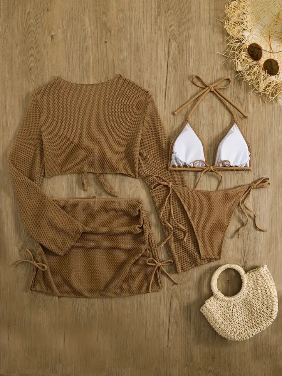 4-delige halter bikini's set 2 - Swim Cover Up Mesh recensie en prijs