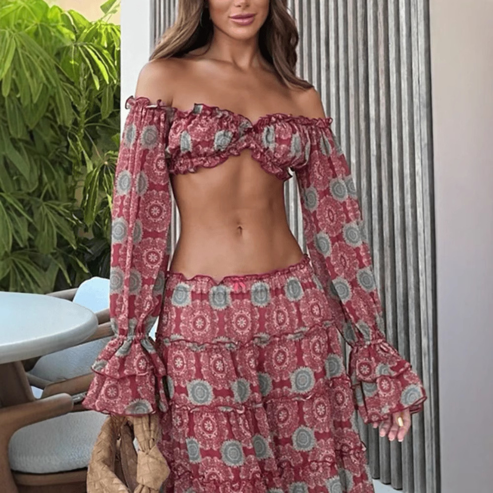 Vintage print rok tweedelig se - Summer Clothing Vintage recensie en prijs