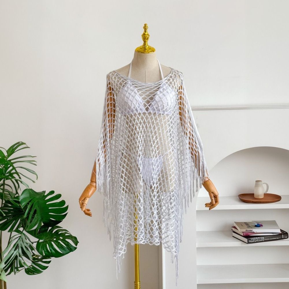 Effen kleur kwastjes zonnebran - Swim Cover Up Mesh recensie en prijs